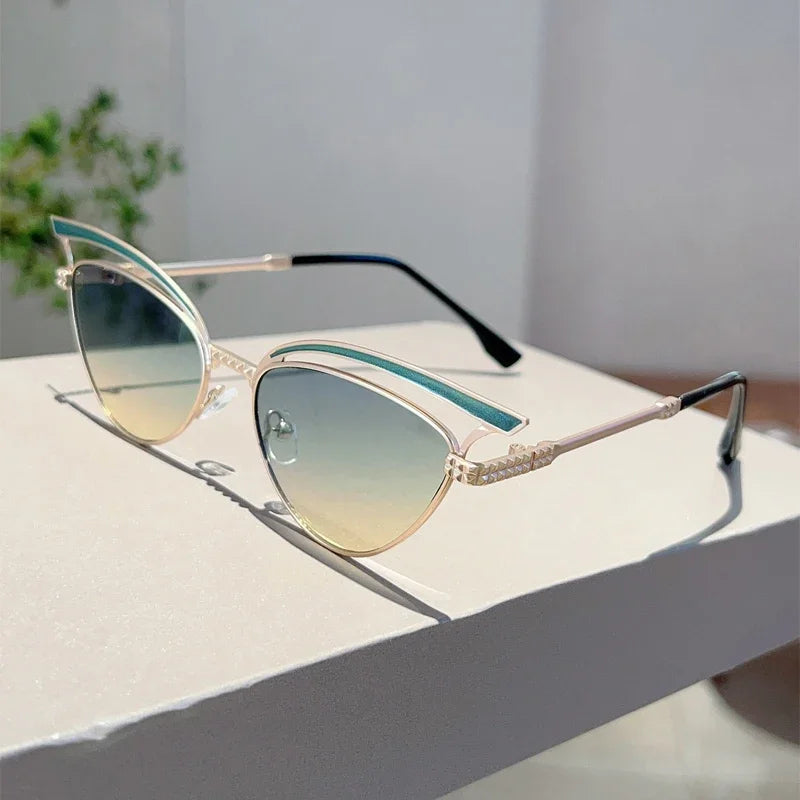 Chic Hollowed Cat Eye Sunglasses - Gradient UV400 Trendy Eyewear