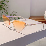 Rimless Triangle Pink Gradient Sunglasses – Retro Luxury Shades