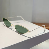 Chic Vintage Cat Eye Sunglasses - Metal Rim Designer Shades