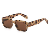 SPLOV Vintage Square Sunglasses: Leopard Print, Gradient UV400 Protection