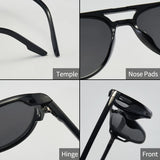 Luxury Pilot Double Bridge Sunglasses for Men - Retro Oversized Frames