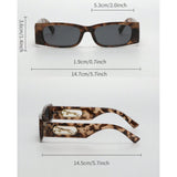 Y2K Leopard Temple Square Sunglasses - Retro Chic for Women