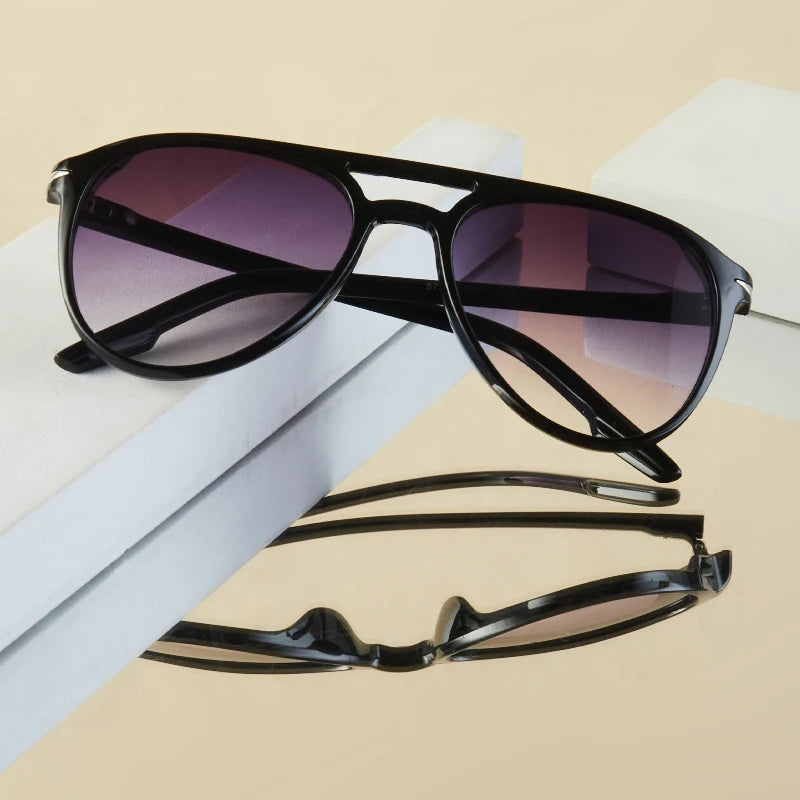 Luxury Pilot Double Bridge Sunglasses for Men - Retro Oversized Frames