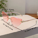 Rimless Triangle Pink Gradient Sunglasses – Retro Luxury Shades