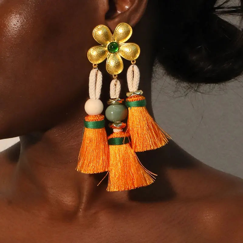 Hot Pink Tassel Drop Earrings – Handmade Boho Statement Jewelry
