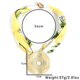 Statement Vintage Strawberry Floral Scarf Necklace with Geometry Pendant for Women Girl Wedding Party Jewelry