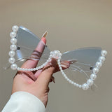 KAMMPT Pearl Butterfly Oversized Sunglasses - Gradient UV400 Shades