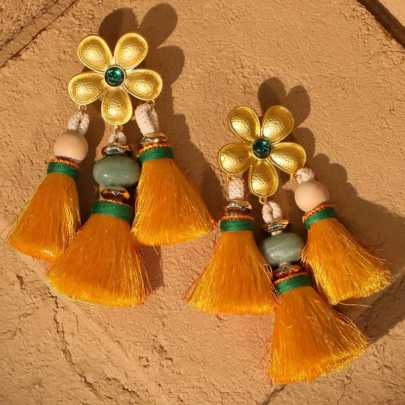Hot Pink Tassel Drop Earrings – Handmade Boho Statement Jewelry