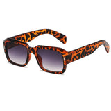 SPLOV Vintage Square Sunglasses: Leopard Print, Gradient UV400 Protection