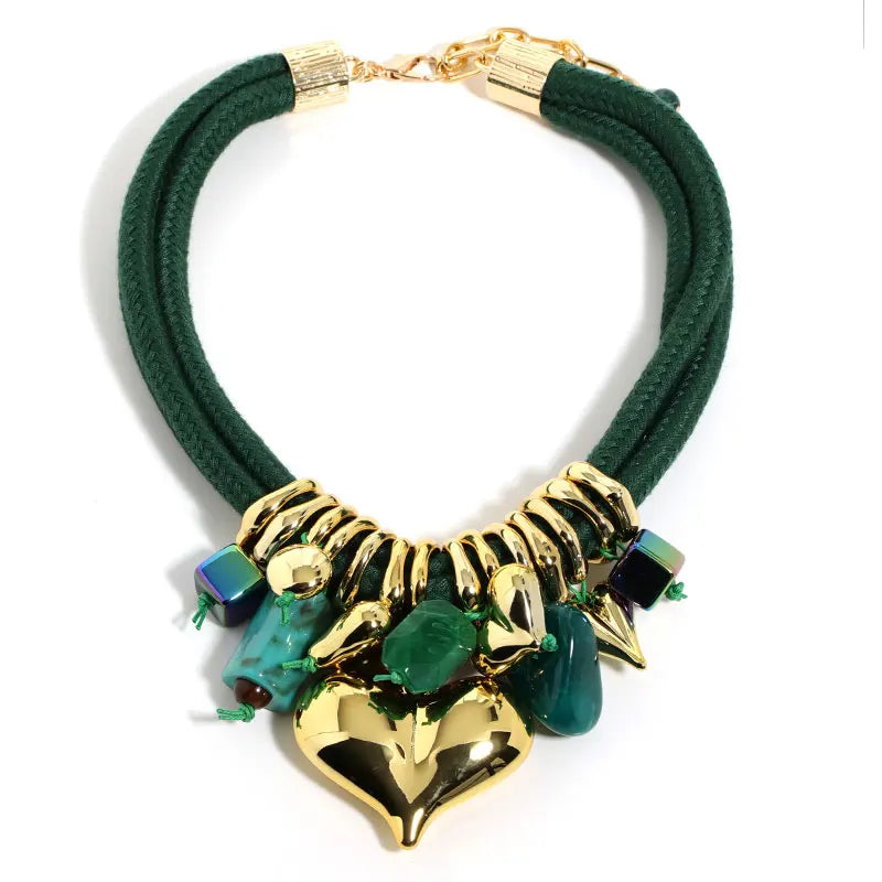 Golden Heart Statement Necklace
