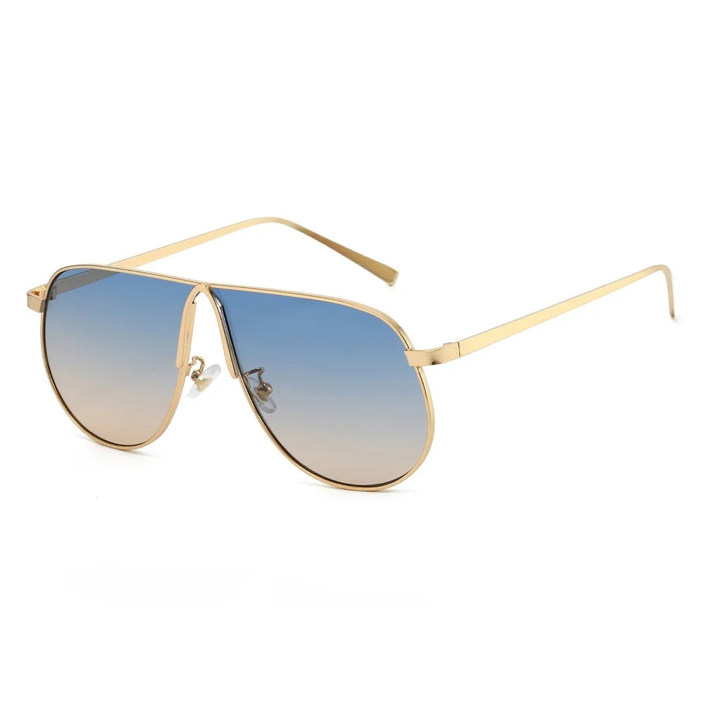 Chic Oversized Champagne Gradient Oval Sunglasses for Women
