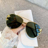 RELEN Double Bridge Aviator Sunglasses: Colorful Lenses, Leopard Temples