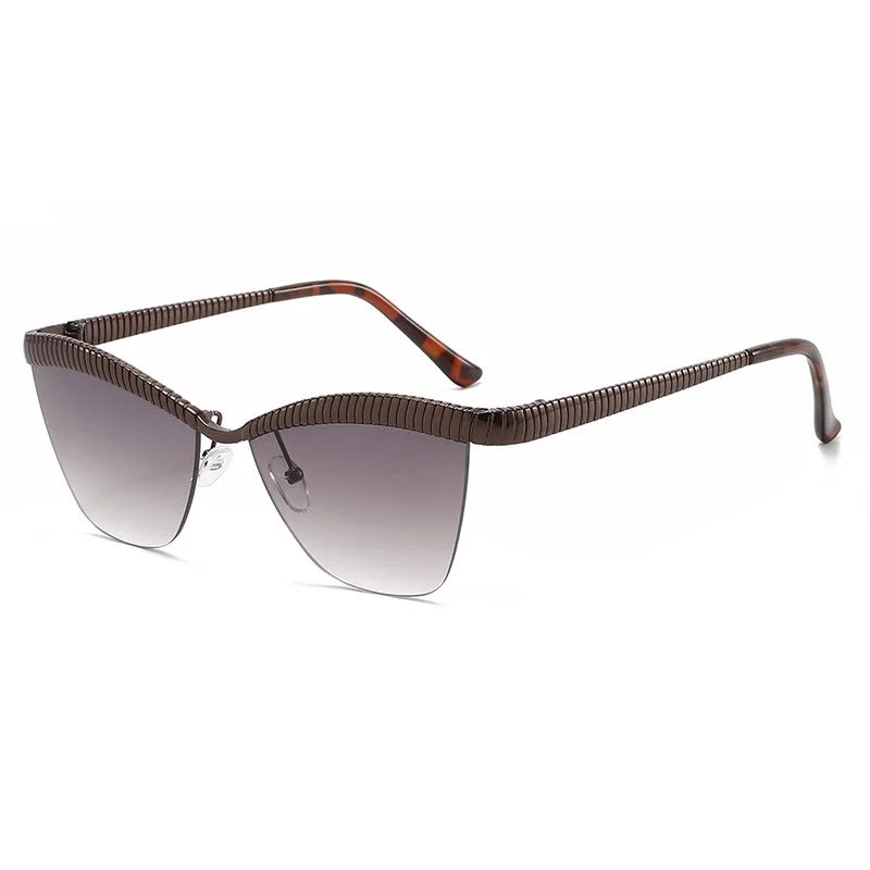 Chic Cat-Eye Half-Frame Sunglasses | Gradient Luxe Ladies Eyewear
