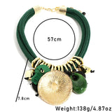 Statement Beaded Necklace with Round Pendant for Woman Girl Wedding Party Jewelry
