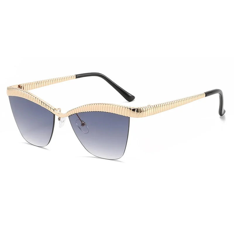 Chic Cat-Eye Half-Frame Sunglasses | Gradient Luxe Ladies Eyewear