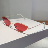 Chic Vintage Cat Eye Sunglasses - Metal Rim Designer Shades