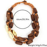 Wood & Gold Bead Necklace