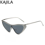 Luxury Cat Eye Shield Sunglasses - Vintage Punk Metal Frame Shades for Women