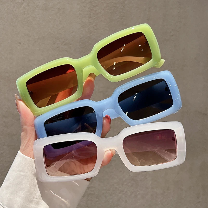 Chic Retro Rectangle Sunglasses – Gradient UV400 Candy Shades