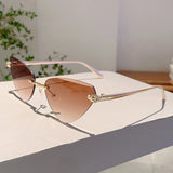 Rimless Triangle Pink Gradient Sunglasses – Retro Luxury Shades