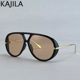 Luxury Vintage Oversized Pilot Oval Sunglasses - UV400 Protection