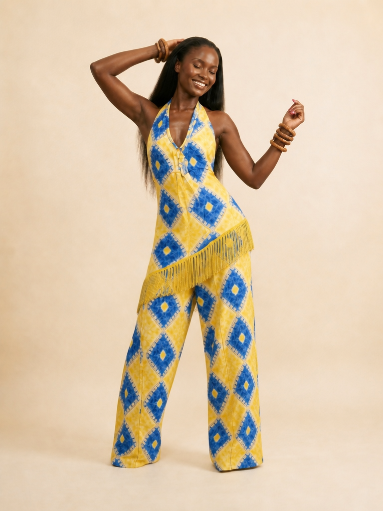 Mazi Fringe Wide-Leg Pants & Top Set | Luxe Resort Wear
