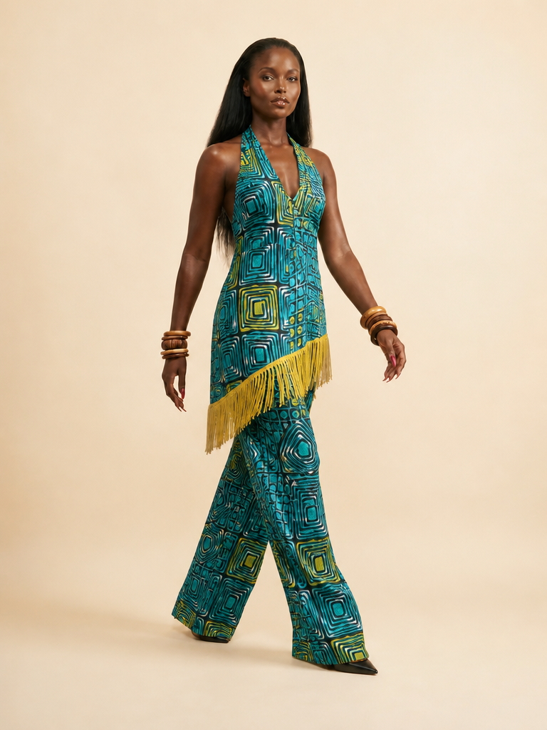 Ogbuefi 2 Fringe Wide-Leg Pants & Top Set | Luxe Resort Wear