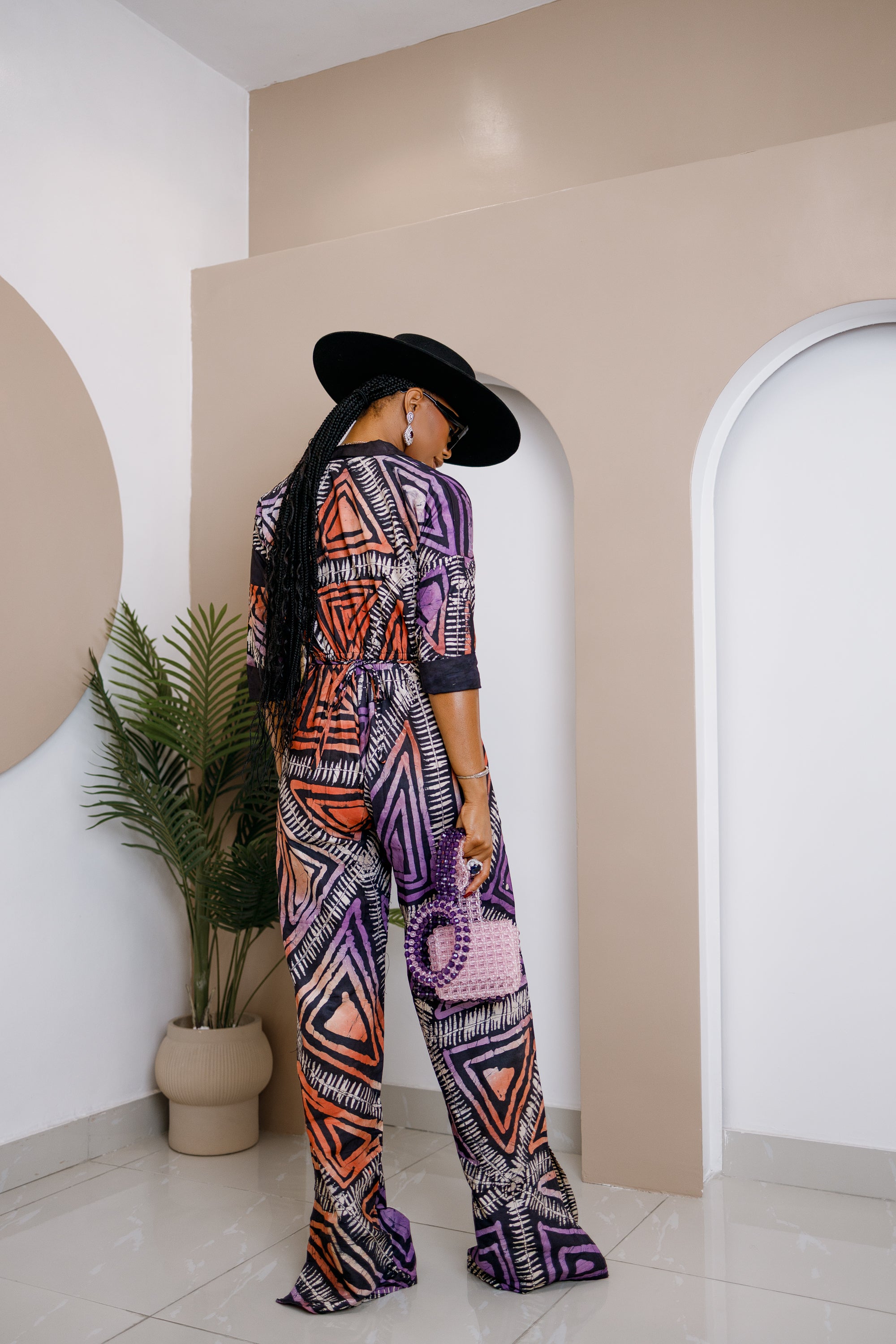 Udo Adire Chiffon Jumpsuit – Hand-dyed Statement Wear