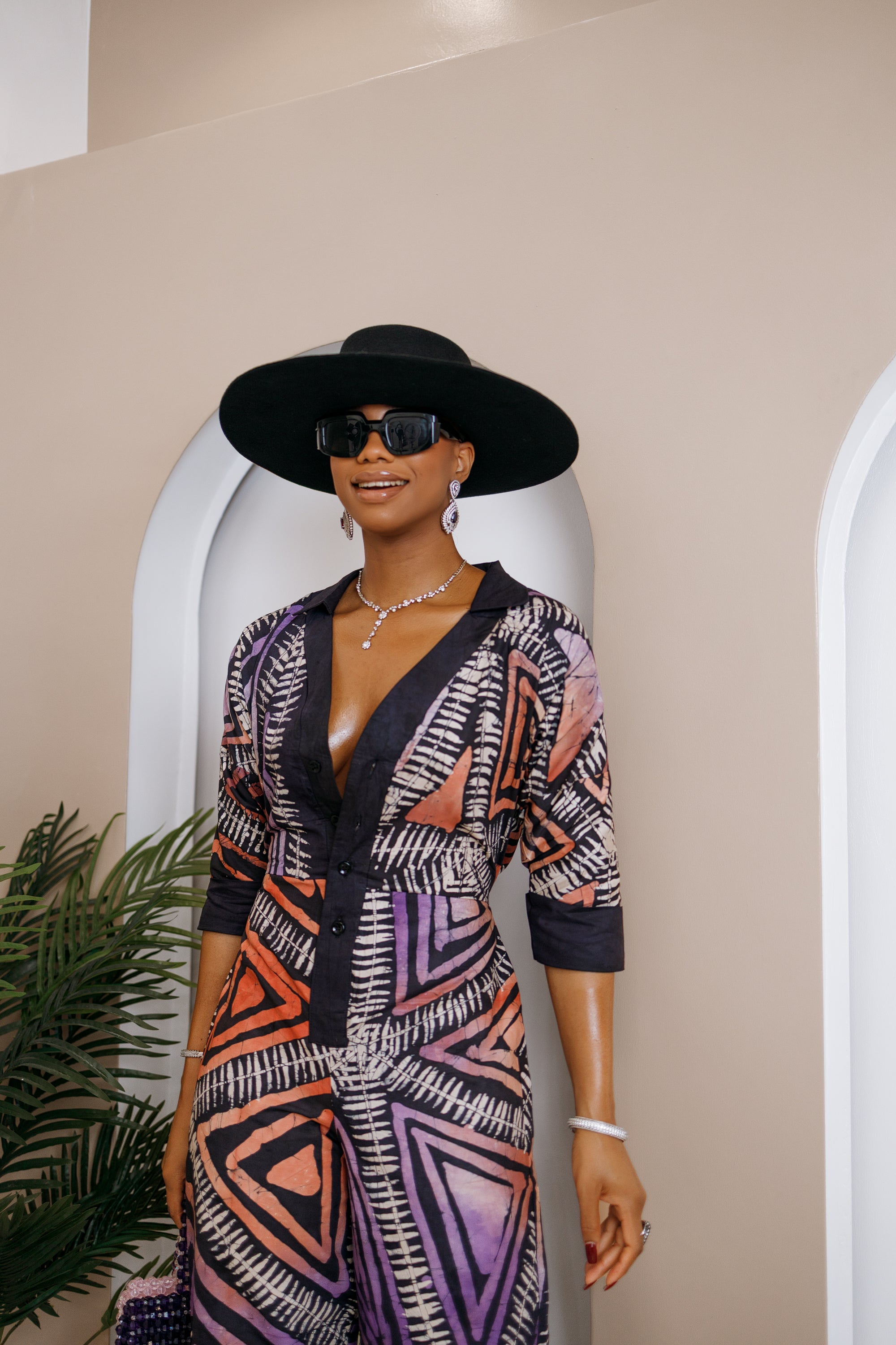 Udo Adire Chiffon Jumpsuit – Hand-dyed Statement Wear