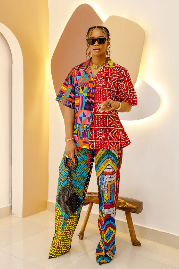 Conjunto de patchwork de camisa y pantalón Umunna