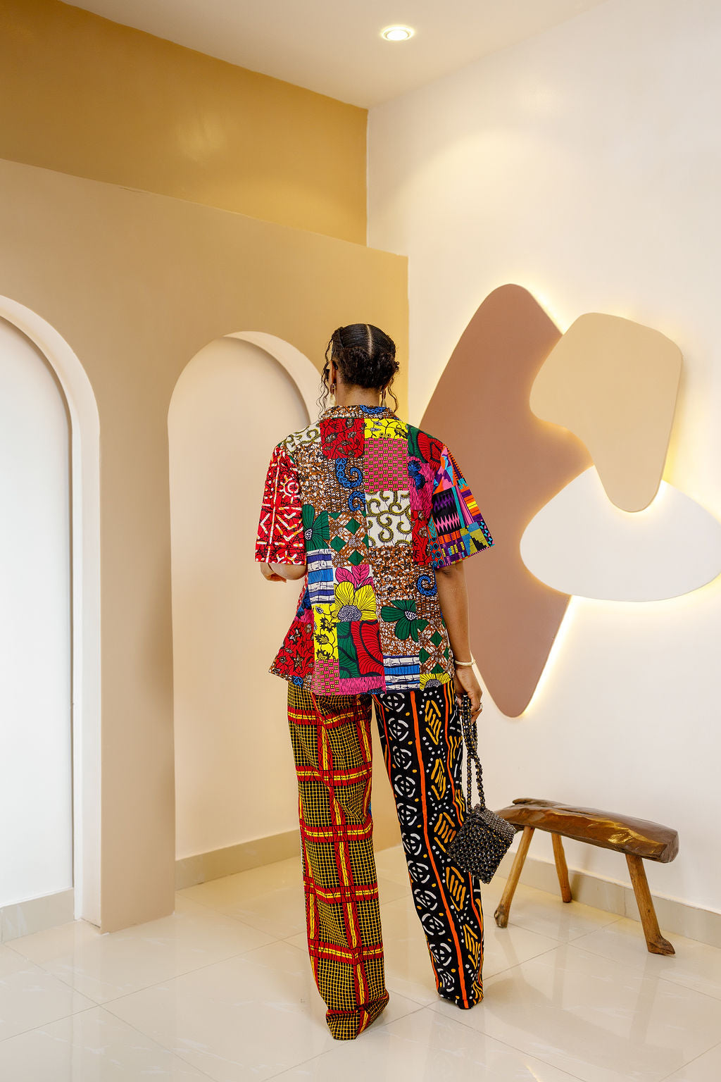 Conjunto de patchwork de camisa y pantalón Umunna