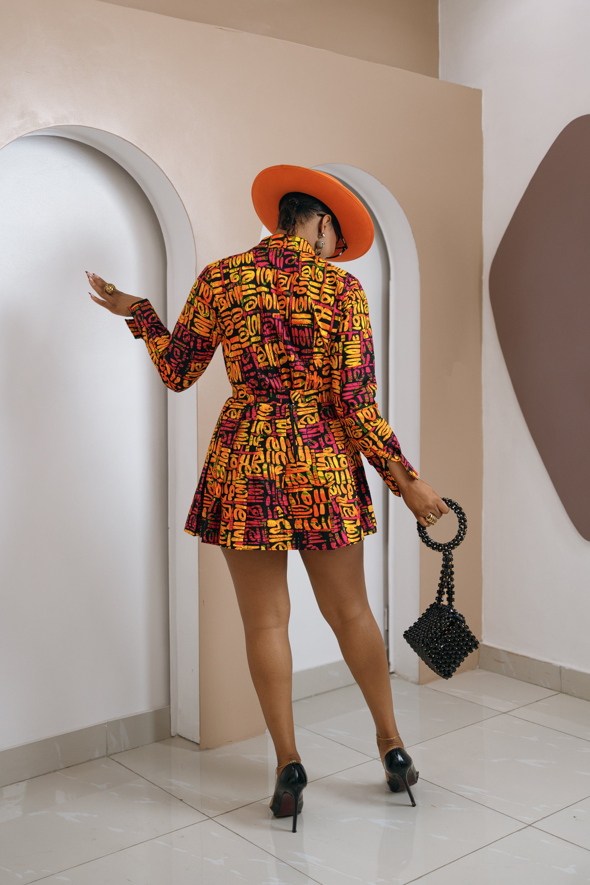 Usochi Ankara Shirt and Pleated Skirt Set