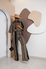 Ensemble cargo Aso Oke - Bleu + Violet