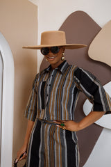 Ensemble cargo Aso Oke - Bleu + Violet