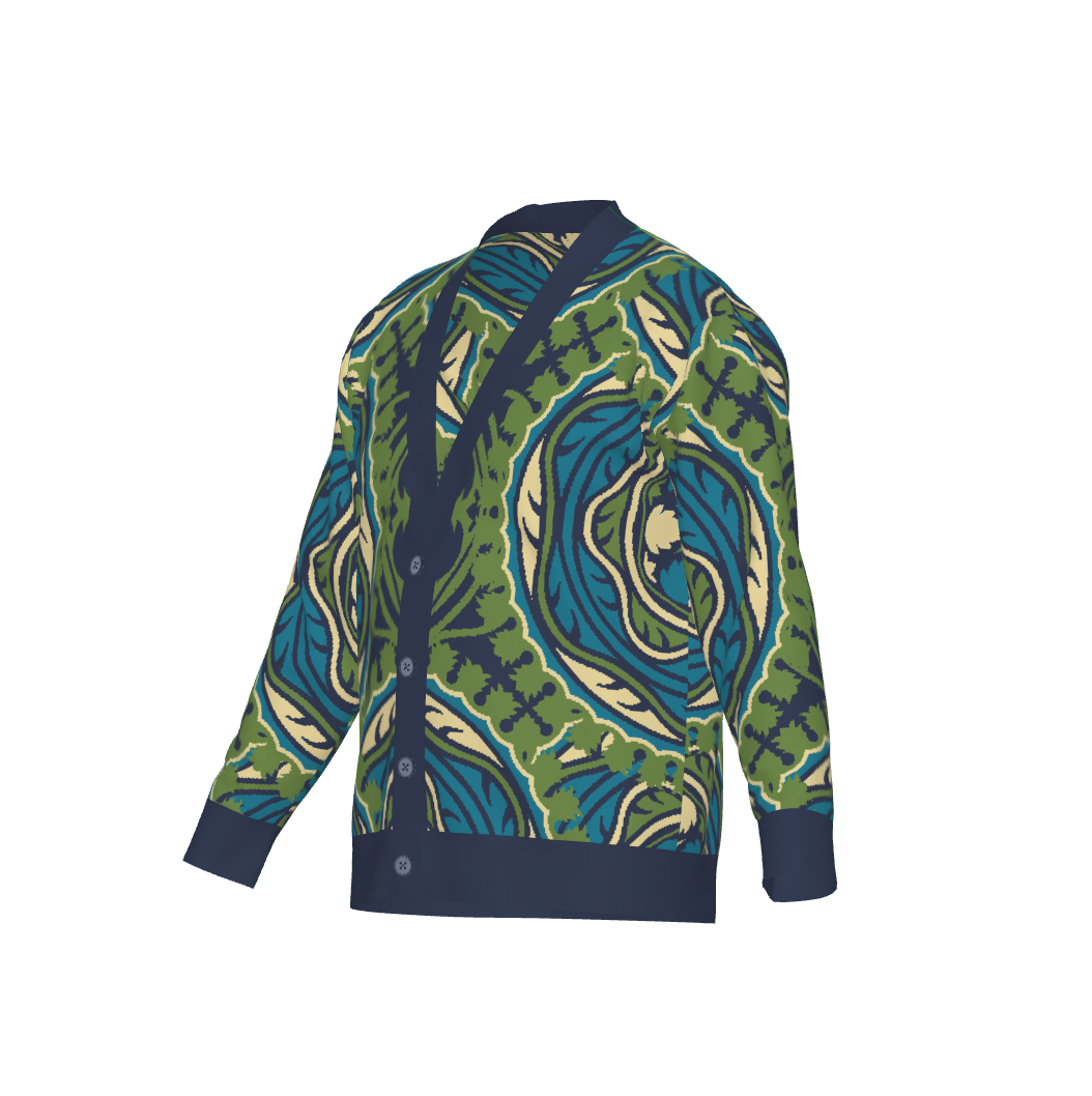 Jacquard Knit Cardigan – Cotton Blend, Unisex