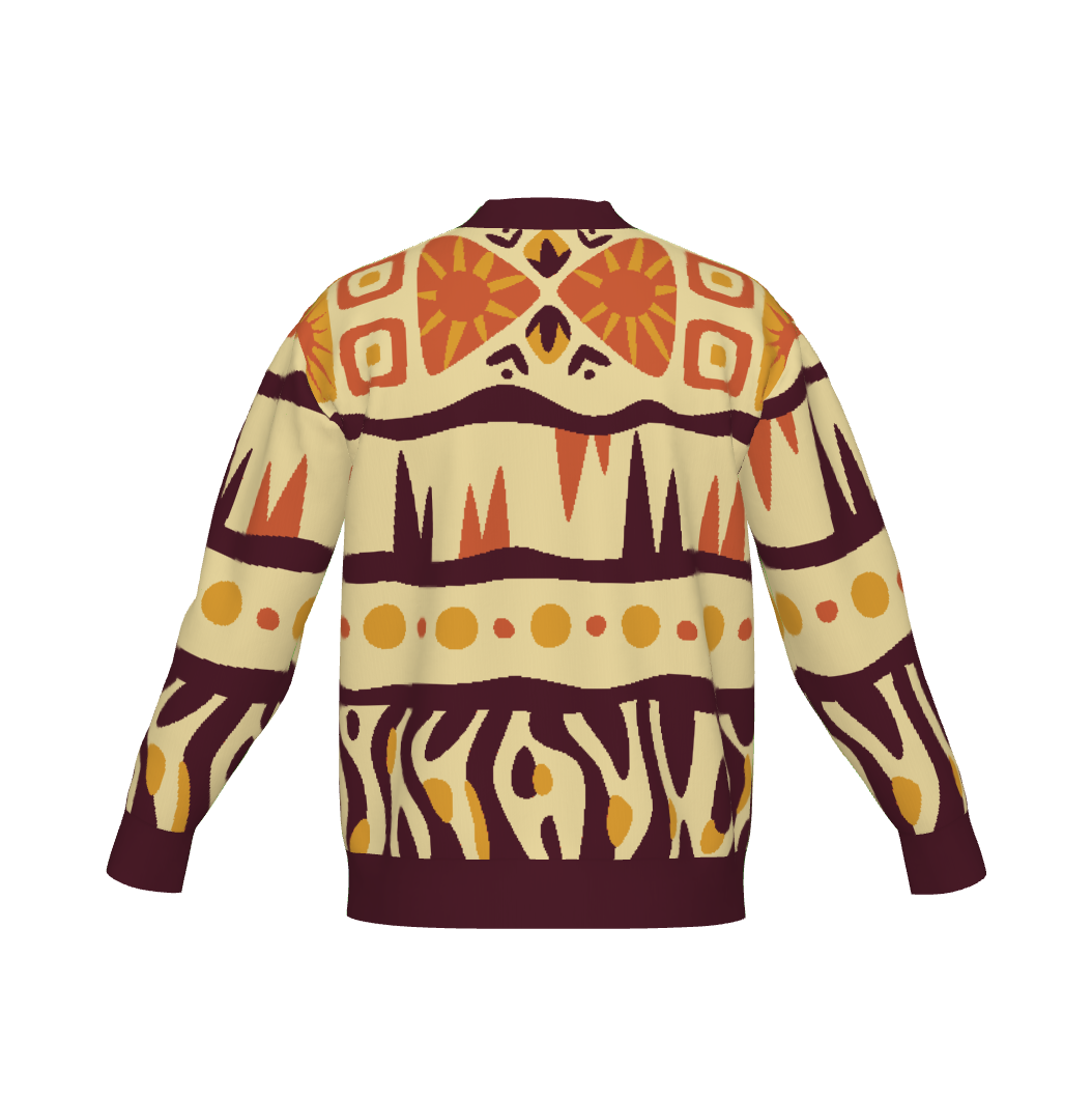 Printed Jacquard Knit Cotton Cardigan