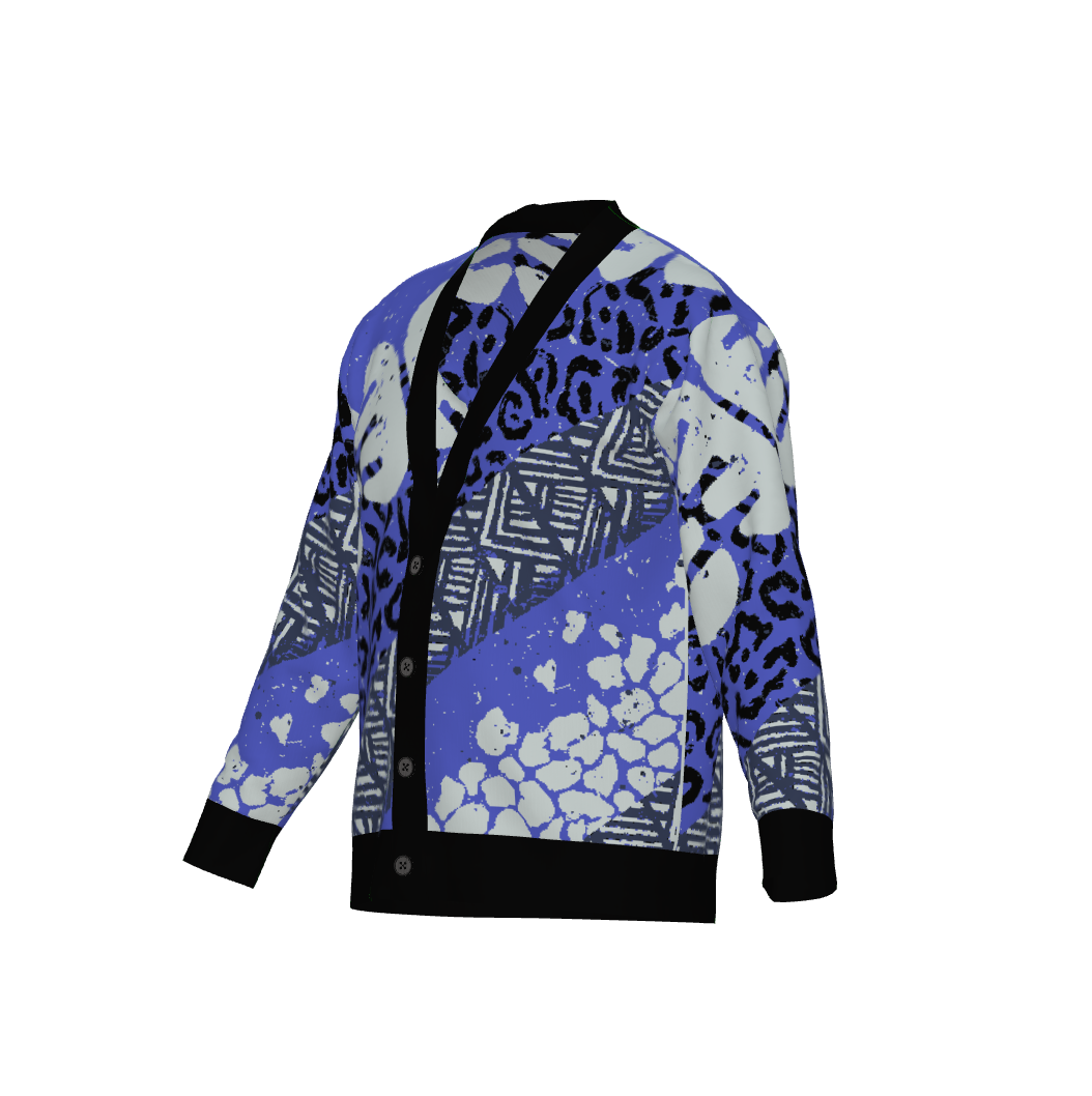 Luxury 'Purple Elephant' Jacquard Knit Cardigan