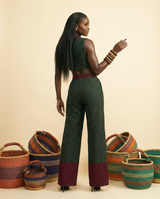 Mbuli Luxe Ankara Mixed-Print Pant & Top Set - Heritage Chic - back view