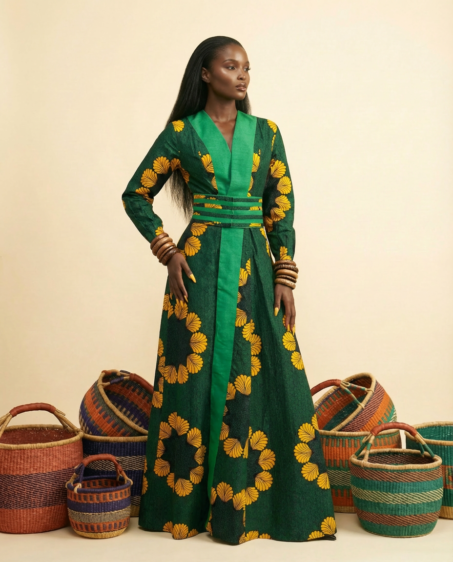 Nzuko Flared Ankara Gown: Dual-Wear Dress & Jacket - back view