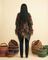 Afufa Ankara Cocoon Dress: Elegant Midi, Pockets & African Print - back view