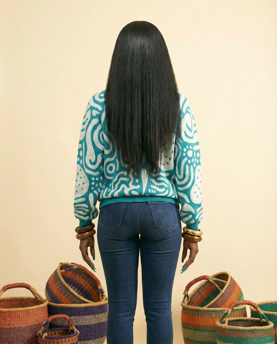 April Design 12: Bespoke Birdseye Jacquard Knit Cardigan - back view