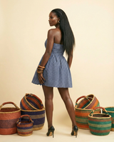 Amara Ankara Print Strapless Midi Dress - Elegant African Fashion - back view