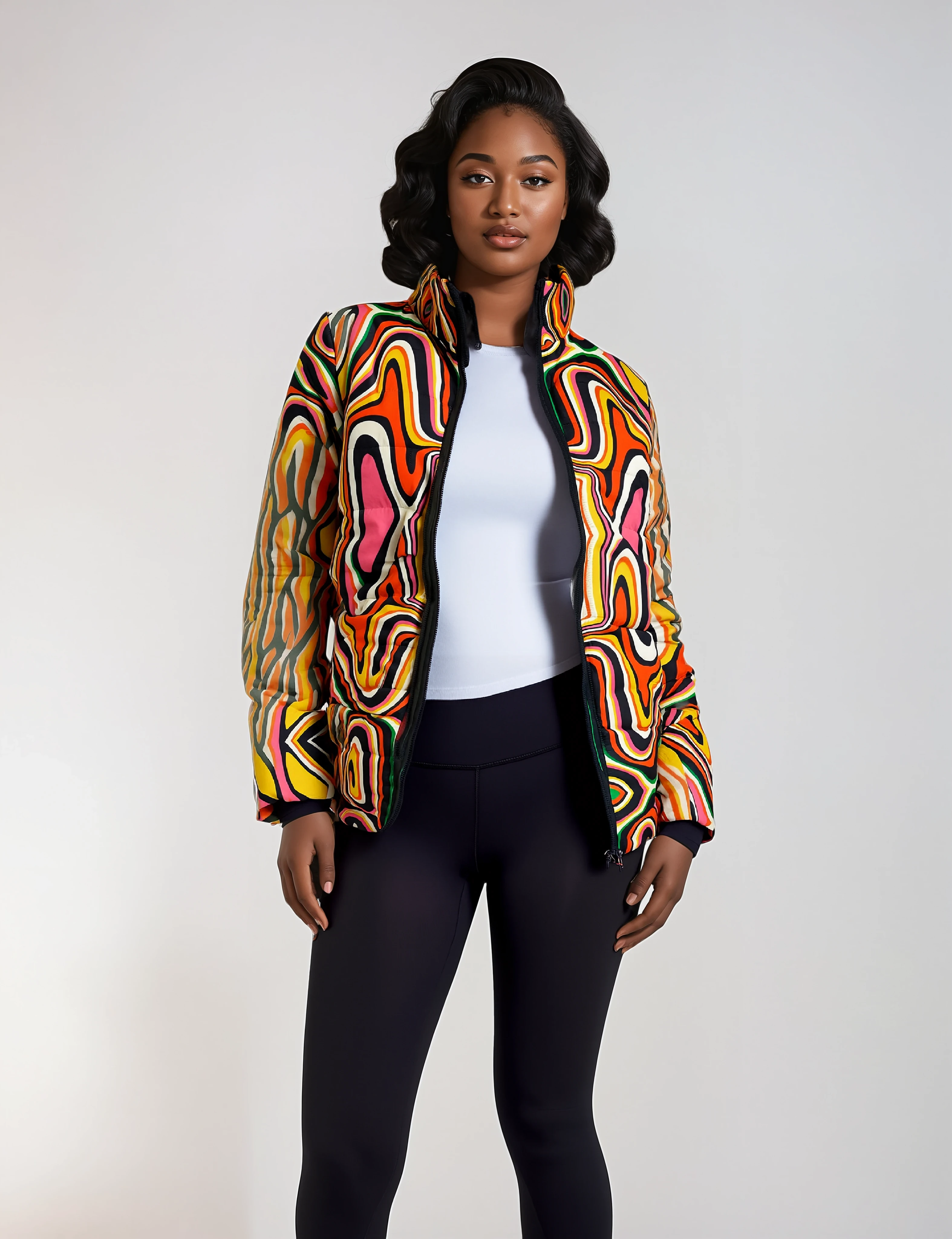 Kene WOMEN'S African Inspired STAND COLLAR PADDED JACKET