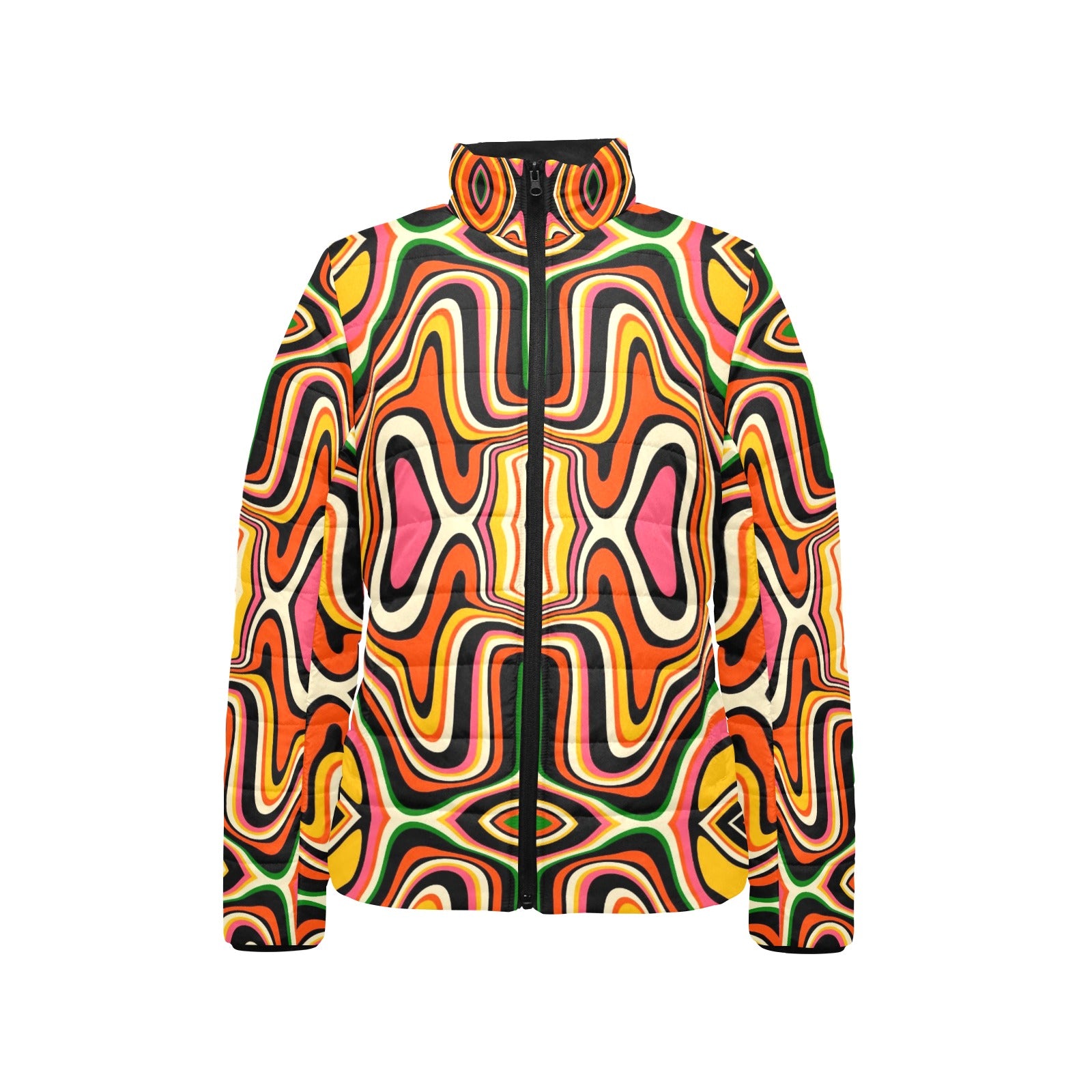 Kene Women's Stand Collar Padded Jacket – All-Over Print