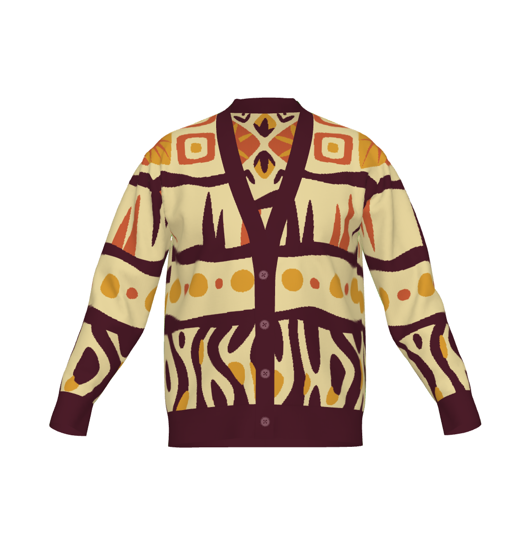 Printed Jacquard Knit Cotton Cardigan