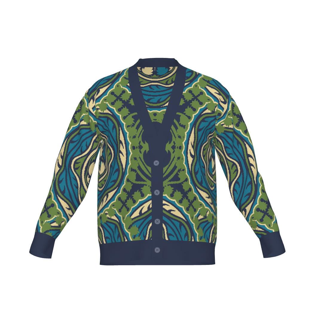 Jacquard Knit Cardigan – Cotton Blend, Unisex