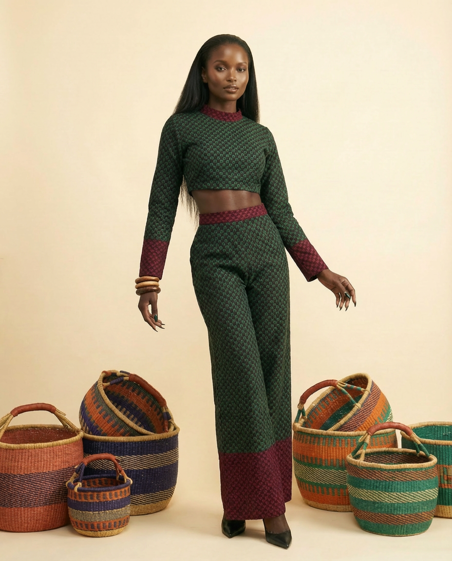 Mbuli Luxe Ankara Mixed-Print Pant & Top Set - Heritage Chic - front-facing view