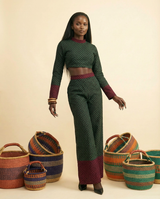 Mbuli Luxe Ankara Mixed-Print Pant & Top Set - Heritage Chic - front-facing view