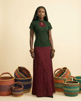 Abatete Two-Tone Ankara Maxi Dress - Heritage Sophistication - front-facing view