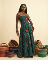 Cici Ankara Strapless Gown - Elegant African Print Maxi Dress - front-facing view